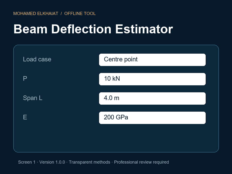 Beam Deflection Estimator screenshot 1