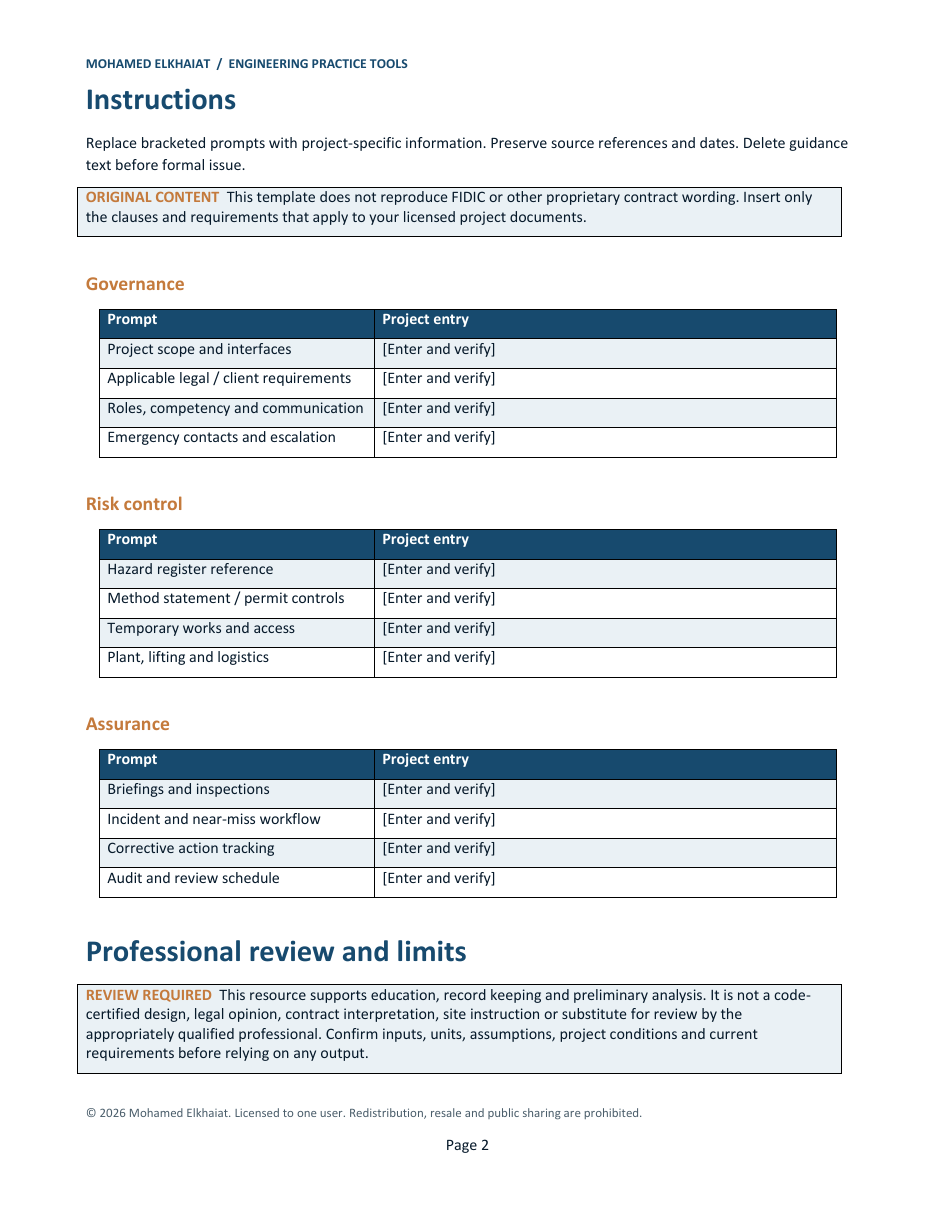 Construction Safety Plan Template Pack screenshot 2