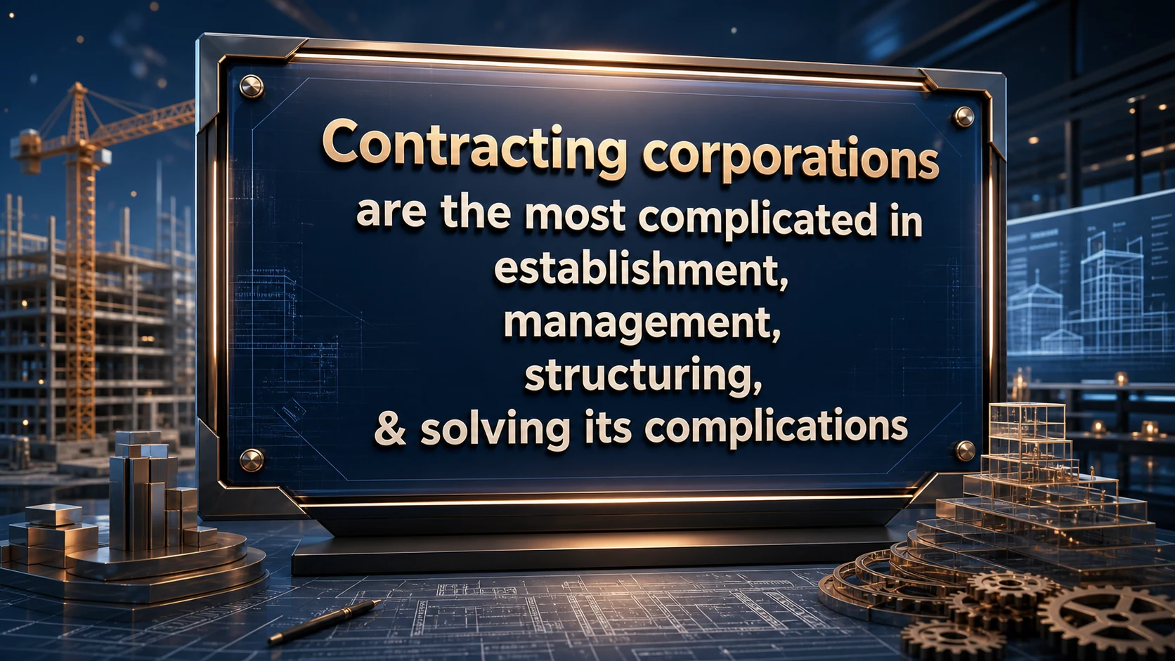Contracting corporations are the most complicated in establishment, management, structuring, & solving its complications