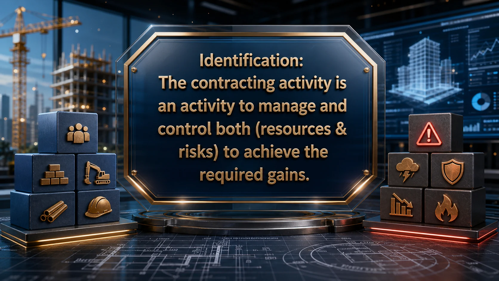 Identification: The contracting activity is an activity to manage and control both (resources & risks) to achieve the required gains.