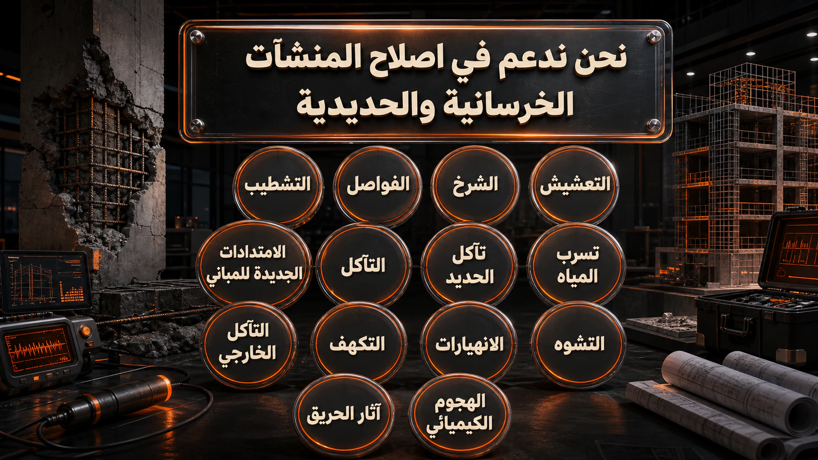 أسباب عيوب المنشآت الخرسانية والحديدية